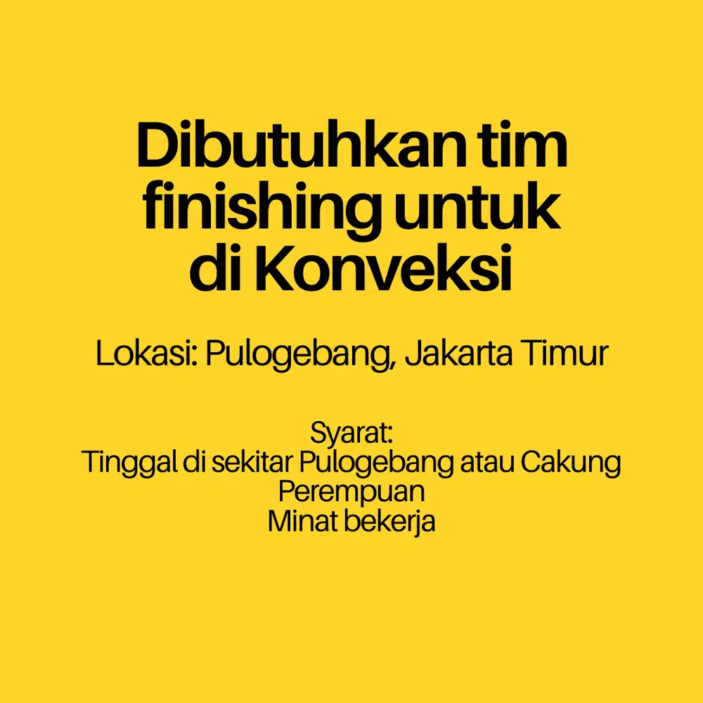 Lowongan kerja finishing untuk di konveksi