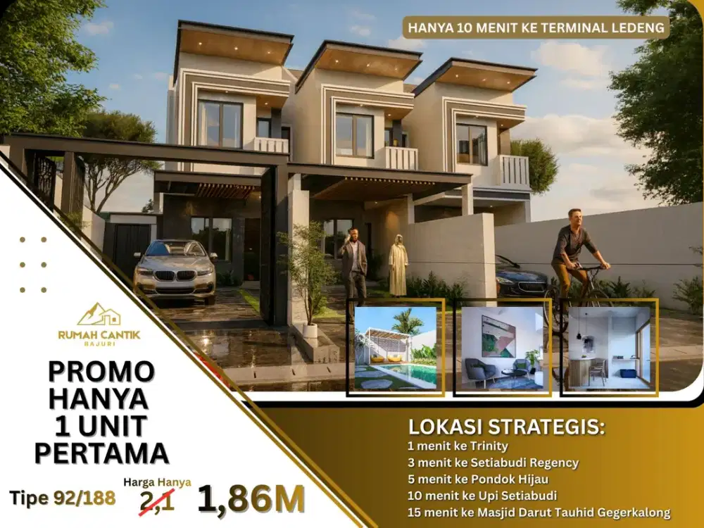 Dijual Rumah Baru Customized Design di Mainroad Sersan Bajuri Cihideung Trinity Setiabudi Lembang