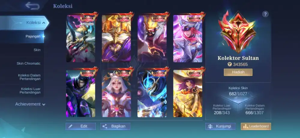 Jual Akun Mobile Legend Kolektor Sultan