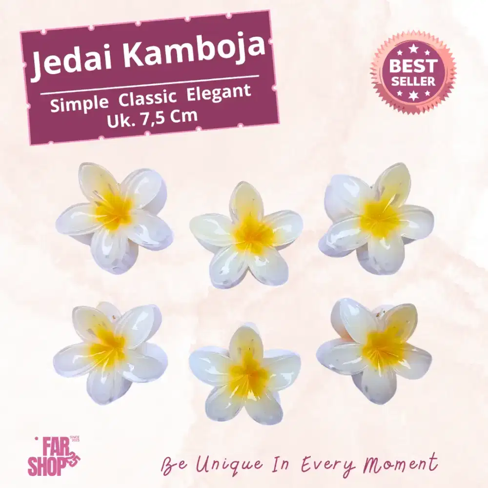 Jepit Rambut Bunga Kamboja 7,5 Cm Simple Classic Elegant Murah El