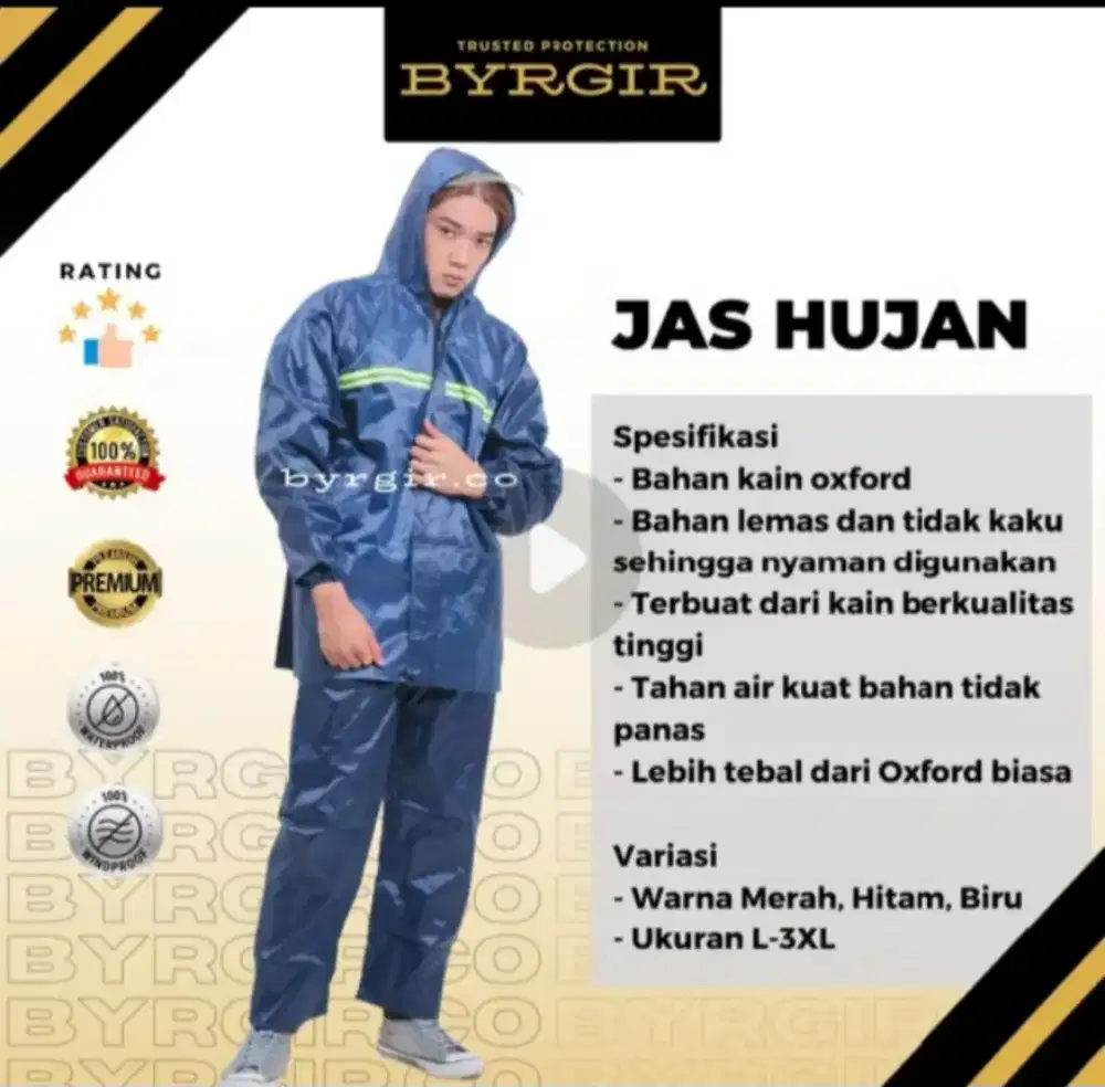 DISKON 70% Jas Hujan Setelan Waterproof Pria Motor Tebal Anti Nembus