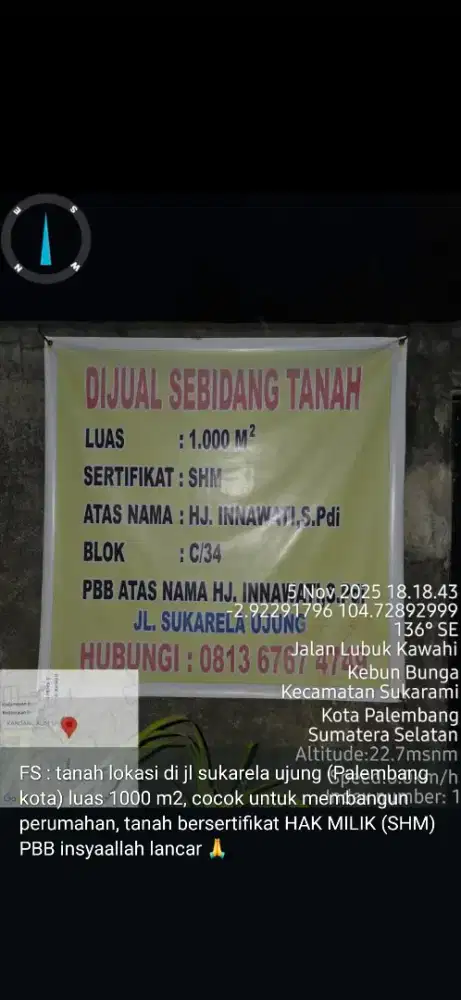 Dijual tanah di kota palembang
