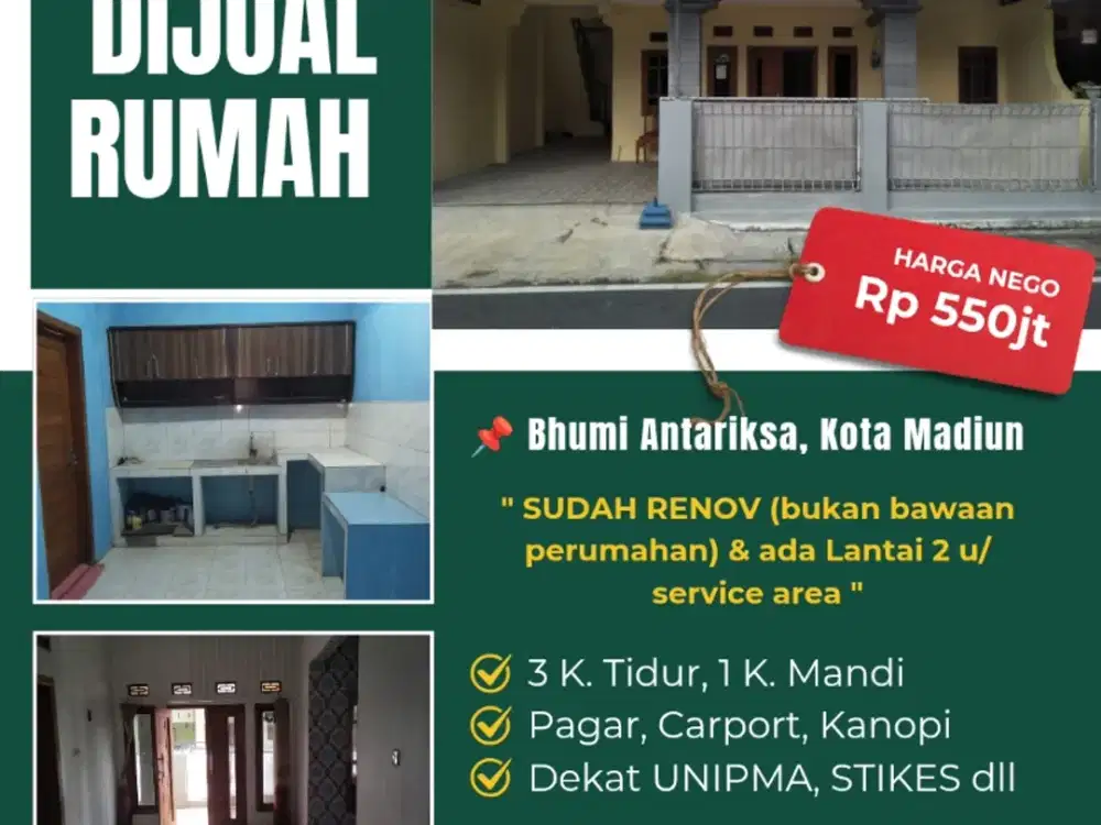 Rumah Siap Huni Sudah Renov dekat Pasar Joyo dan Unipma