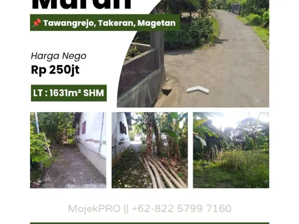TANAH PEKARANGAN MURAH DI TAWANGREJO TAKERAN MAGETAN