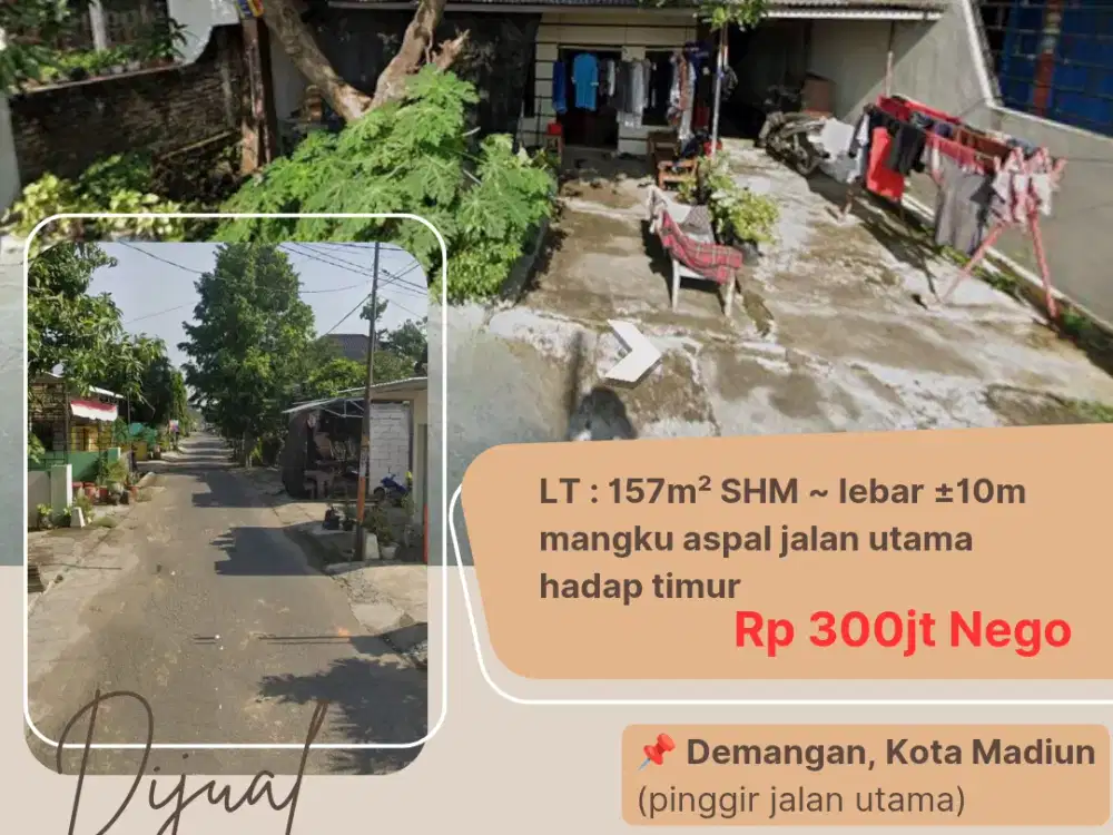 Beli Tanah Bonus Rumah di Pinggir Jalan Aspal Utama Demangan Kota