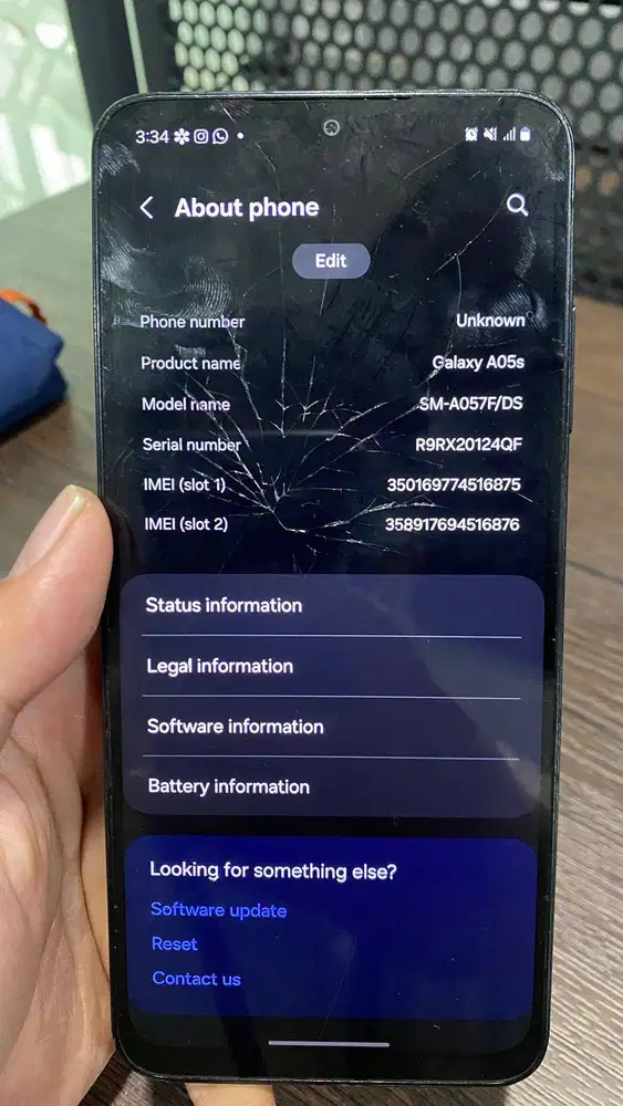 Dijual Samsung A05s – Layar Sedikit Pecah, Fungsi Normal Semua