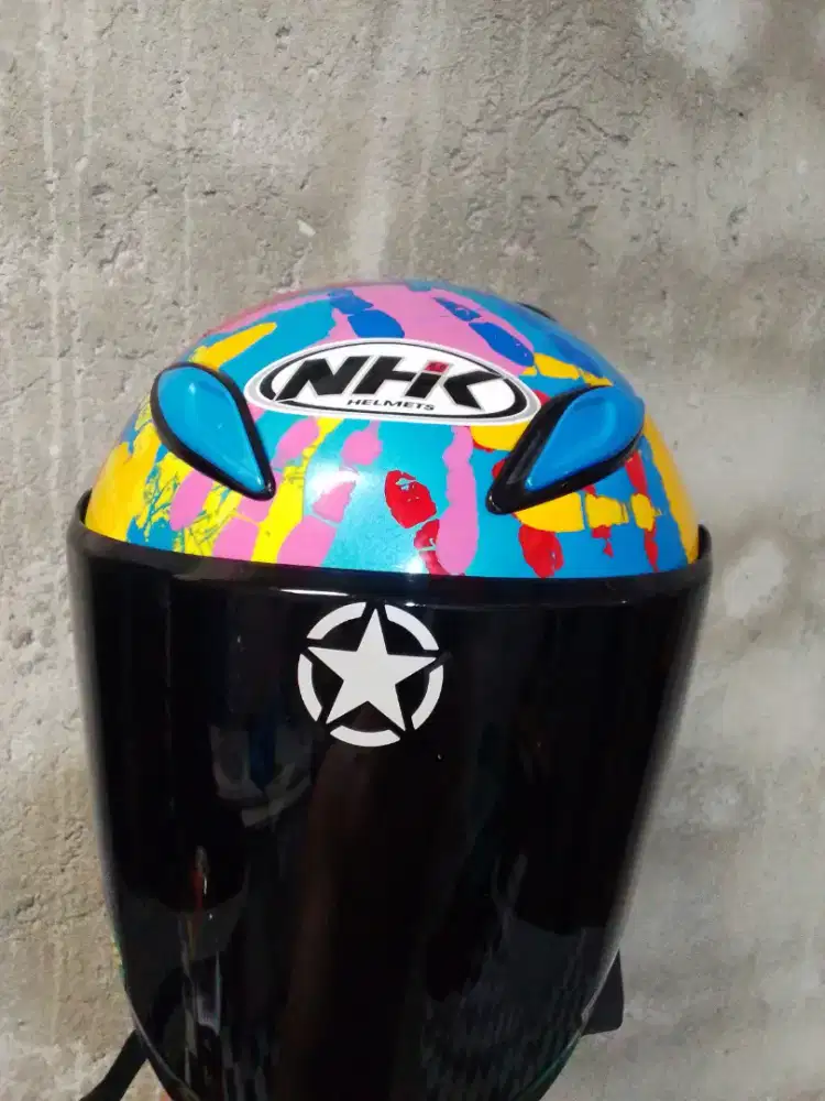 Helm nhk R6 Biru motif Rossi finger print