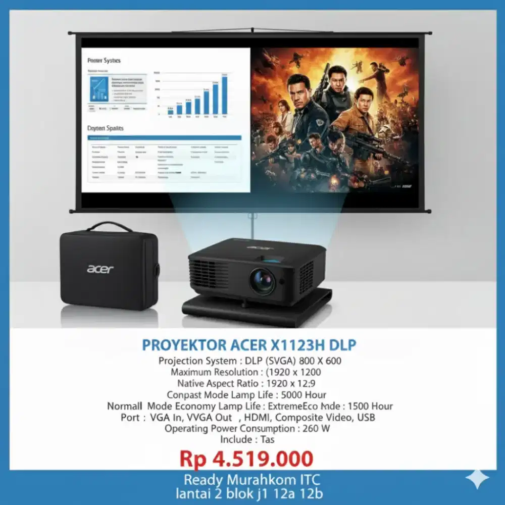 DESEMBER SALE Projektor Acer New X1123H DLP
