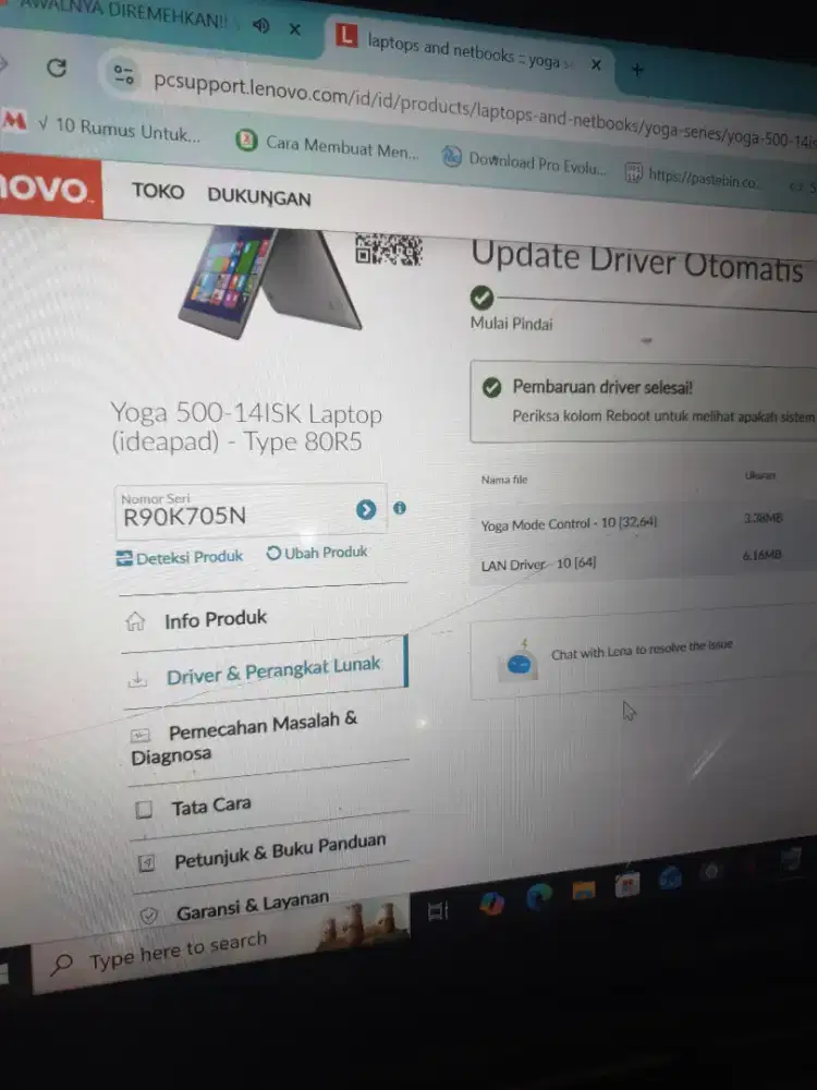 MAINBOARD YOGA 500 - 14ISK - 80R5 | I5 GEN 6 - VGA NVIDIA 940M