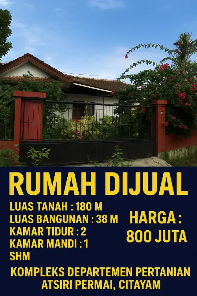 Dijual rumah di komplek pertanian, citayam, atsiri permai, depok