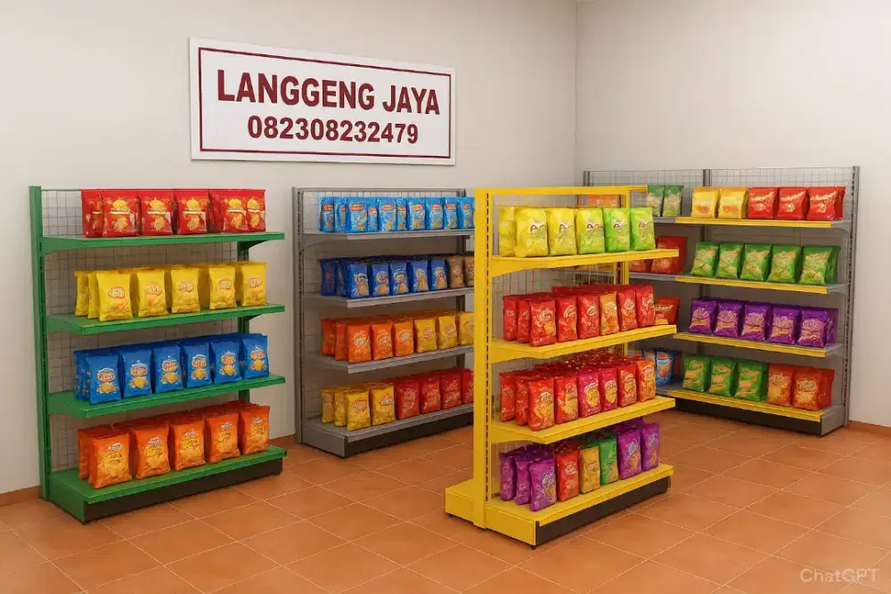 Rak minimarket dan perlengkapan toko
