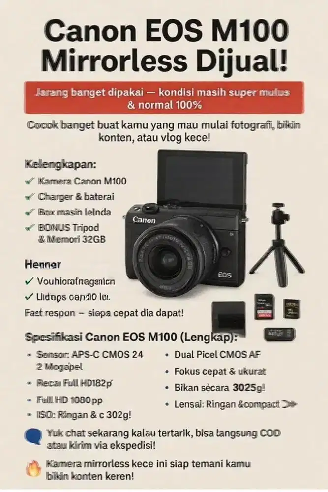 kamera canon EOS M100