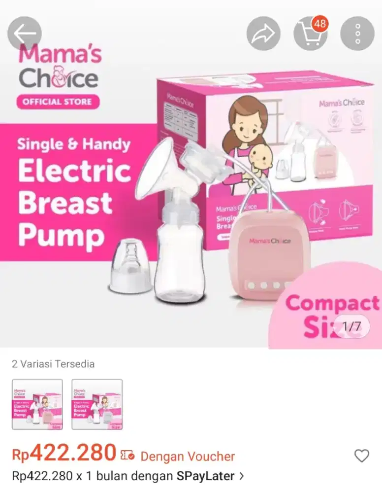 Mama's Choice Electric Breast Pump Single & Handy - Pompa Asi Electric