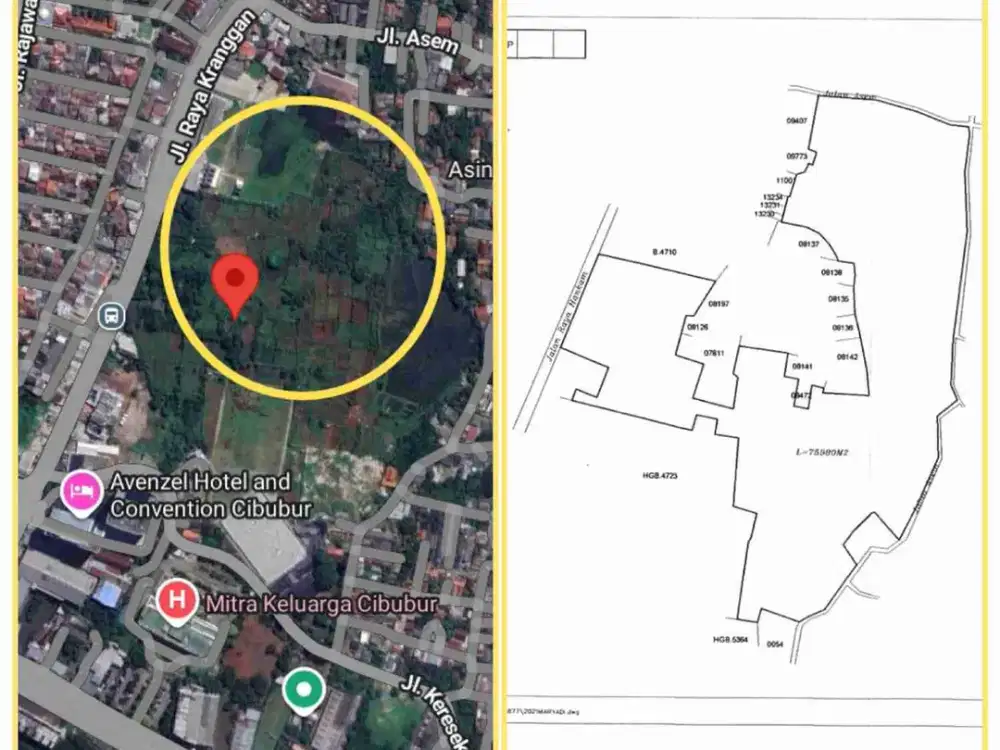 Tanah di Jati Sampurna sebelah Hotel Avensel, Kranggan, Cibubur, Bekasi.