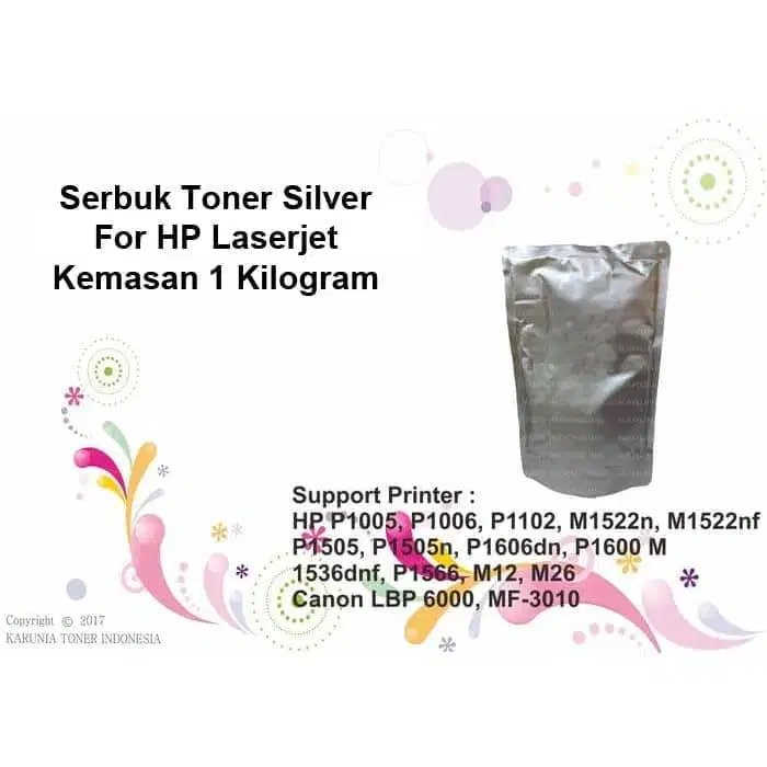 Serbuk Bubuk Toner Refill Perak Silver For Cartridge HP Laserjet 1 KG