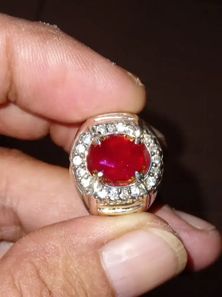 Cincin perak batu Ruby Keren Boss
