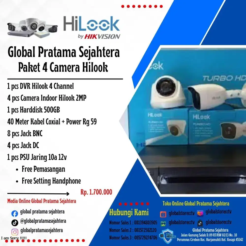PAKET 4CAMERA CCTV HILOOK