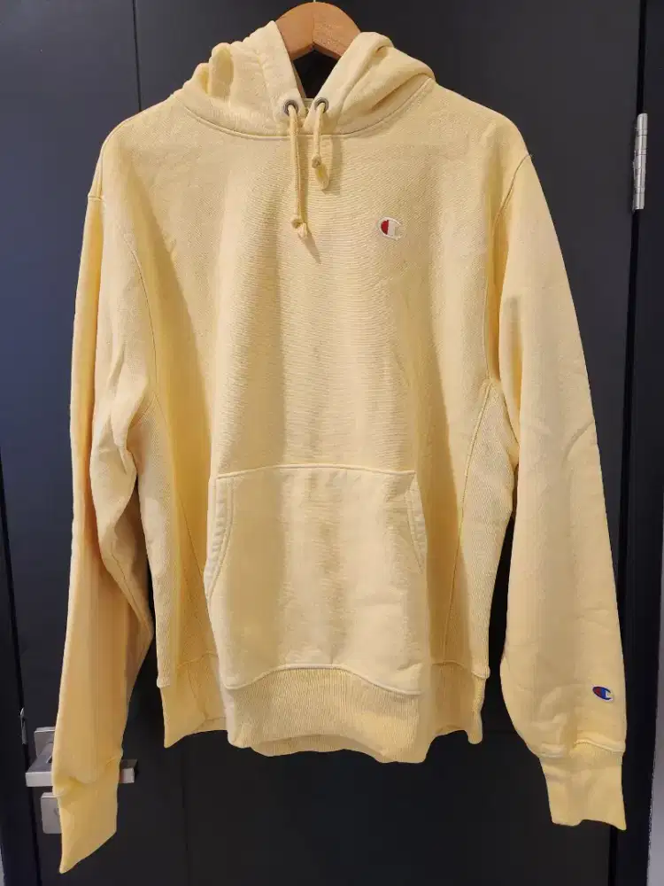 Champion Hoodie Logo Soft Yellow