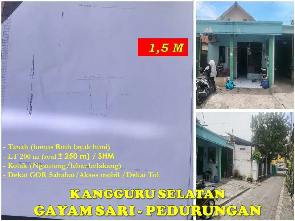 Tanah Bonus Rumah Kanguru Selatan Gayam Sari Pedurungan Kota Semarang