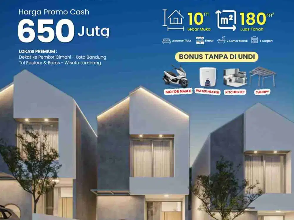 Rumah 2 Lantai Free  design dekat ke Cimahi bonus Nmax
