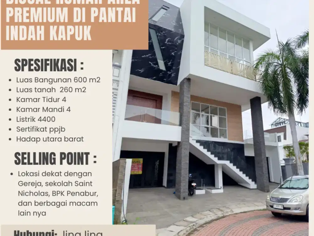 Dijual Rumah Area Premium di Pantai Indah Kapuk
