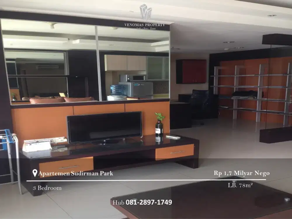 Dijual Apartement Sudirman Park 3BR Full Furnished View Sudirman