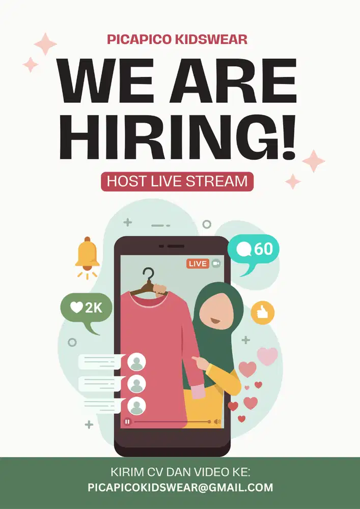 DICARI HOST LIVE STREAM UNTUK BRAND BAJU ANAK2