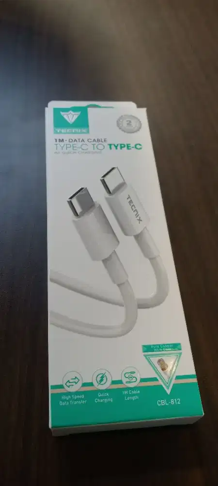 Tecnix CBL-812 Kabel Data Charger USB Type C to C Quick Charging 6A