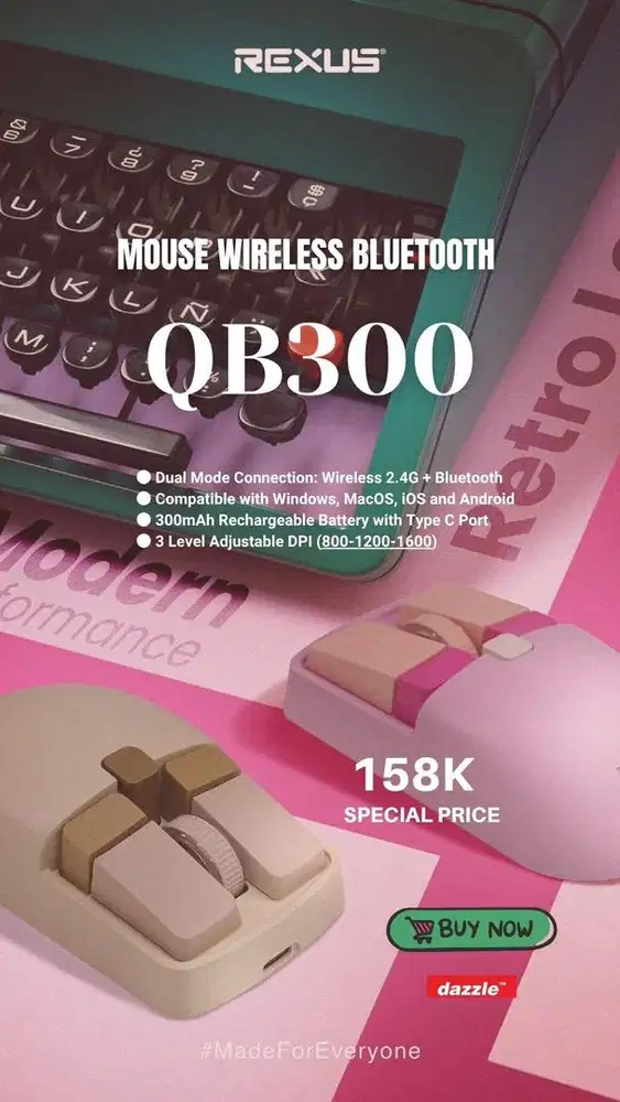 REXUS MOUSE WIRELESS OLDEN QB400