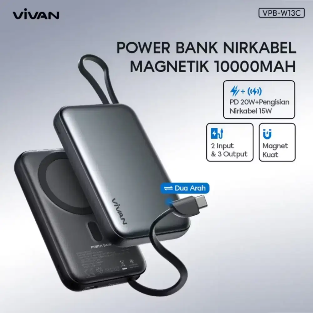 POWER BANK VIVAN W13C WIRELESS MAGSAFE 10000MAH | @CAVALLOACC