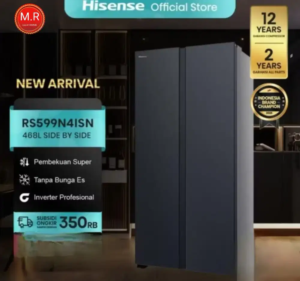 PROMO CUCI GUDANG KULKAS SIDE BY SIDE 468 LITER HISENSE INVERTER