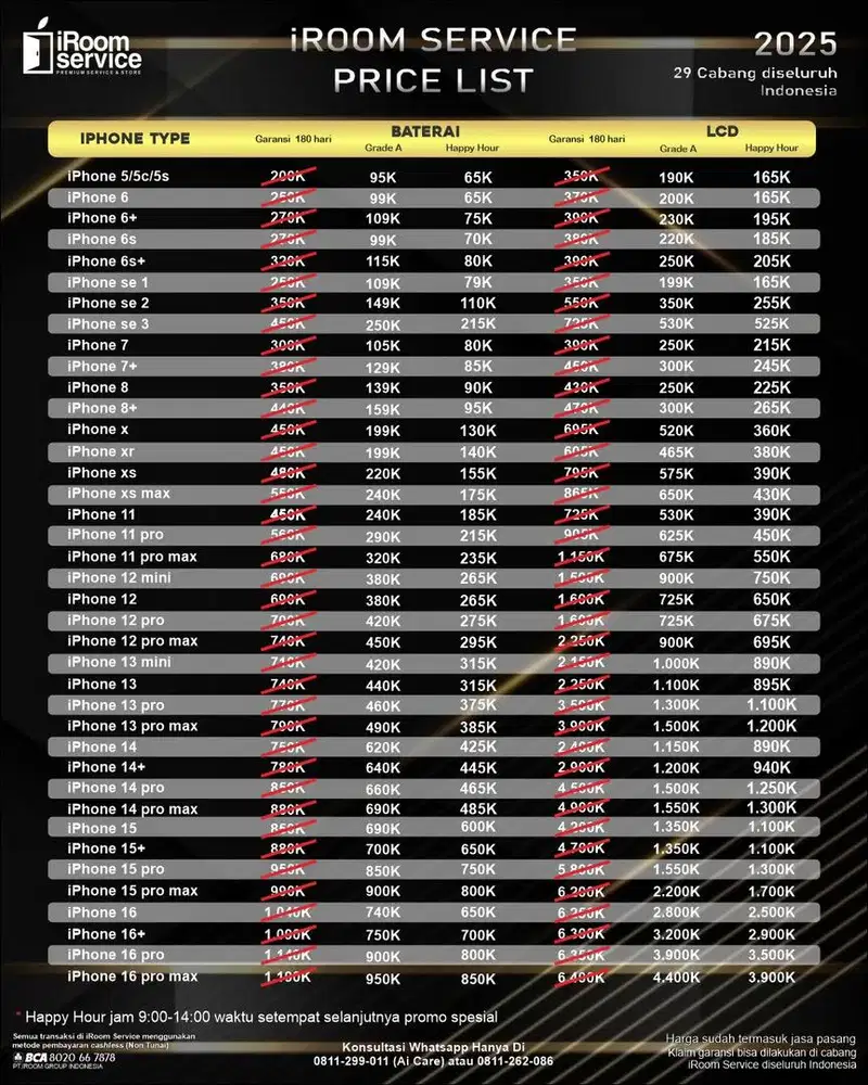 Baterai Lcd iPhone Promo di iRoom Service Jember