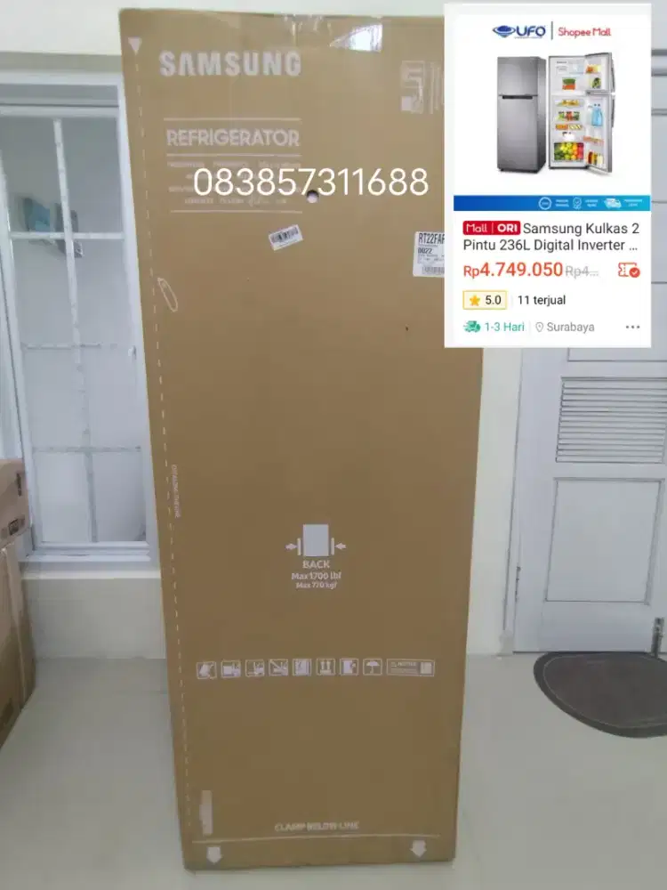 Samsung Kulkas 2 Pintu Type RT22FARBDSA Baru New Gress