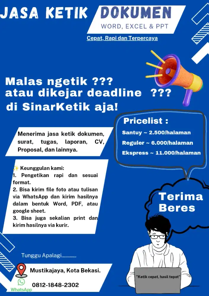 Jasa Ketik Dokumen (Word, Excel, PPT, Google sheet)