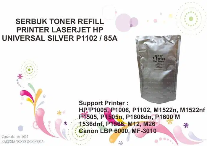 SERBUK TONER REFILL PRINTER LASERJET HP UNIVERSAL SILVER P1102 / 85A