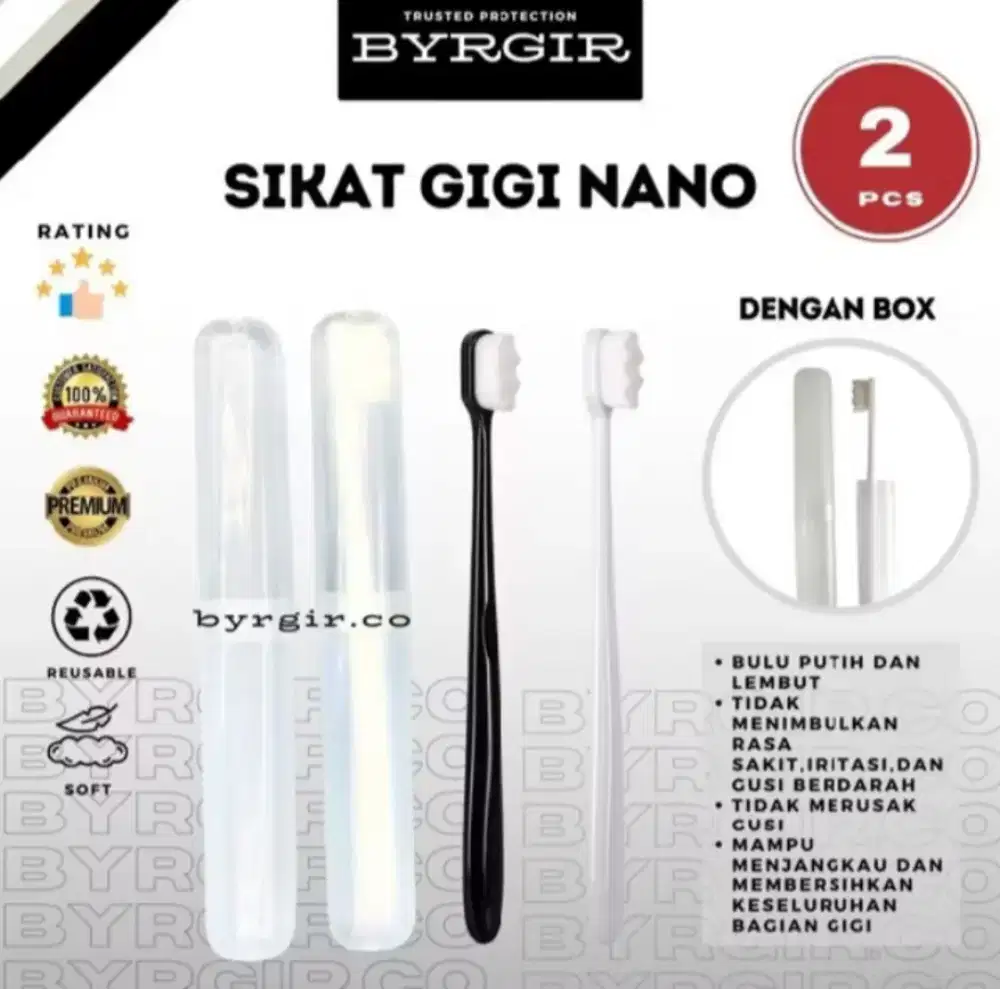 BYRGIR 2pcs+Box Sikat Gigi Nano Ultra Soft Bulu Extra Halus