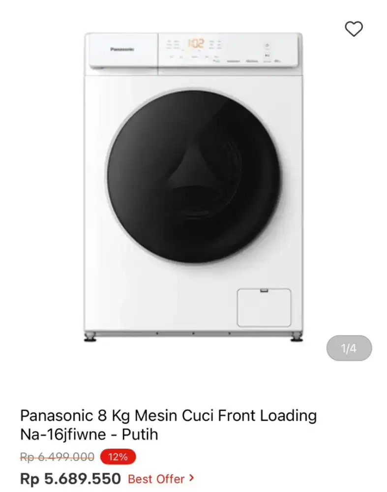 PANASONIC 8KG MESIN CUCI FRONT LOADING NA-16JFIWNE