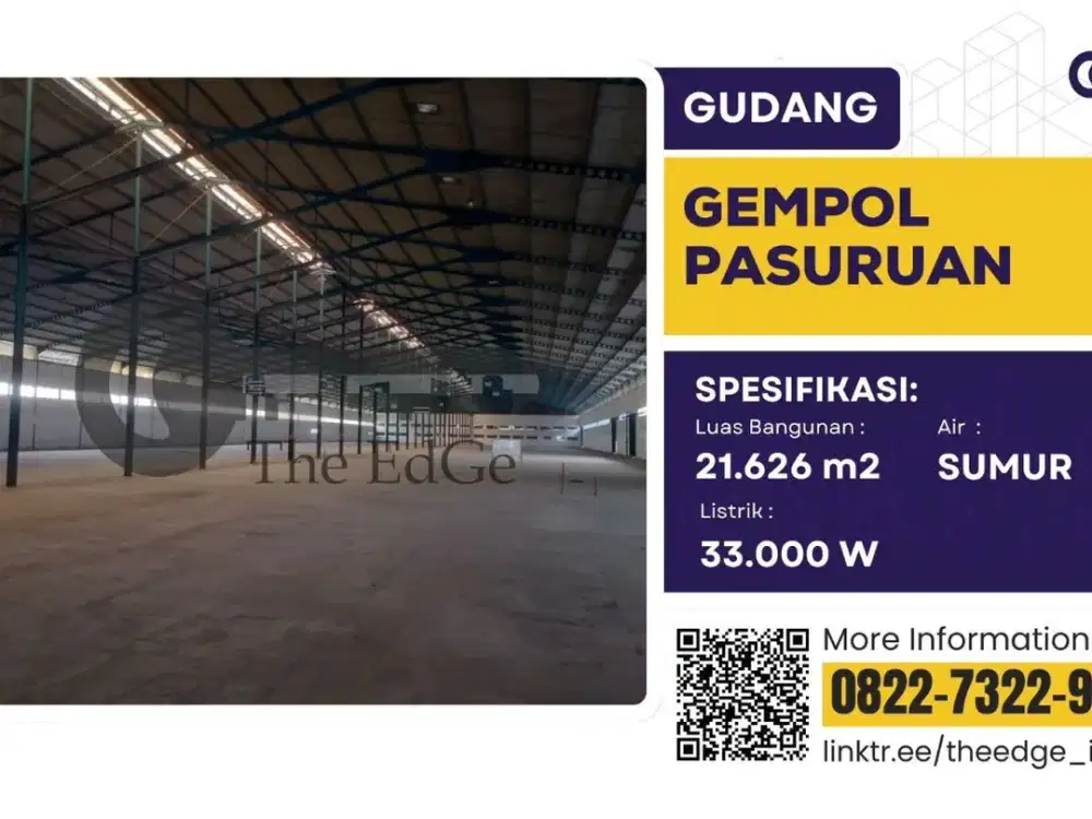 Disewakan Gudang Industri 21.626 m² di Gempol Sidoarjo – Listrik 33.000 Watt - The EdGe