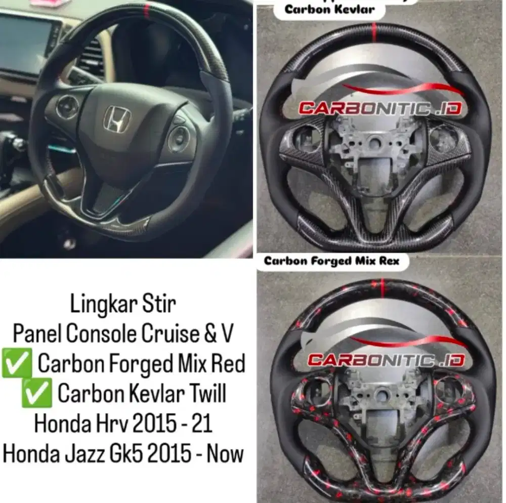 Lingkar Stir Full Option Panel Honda Hrv || Jazz Gk5 Carbon Kevlar
