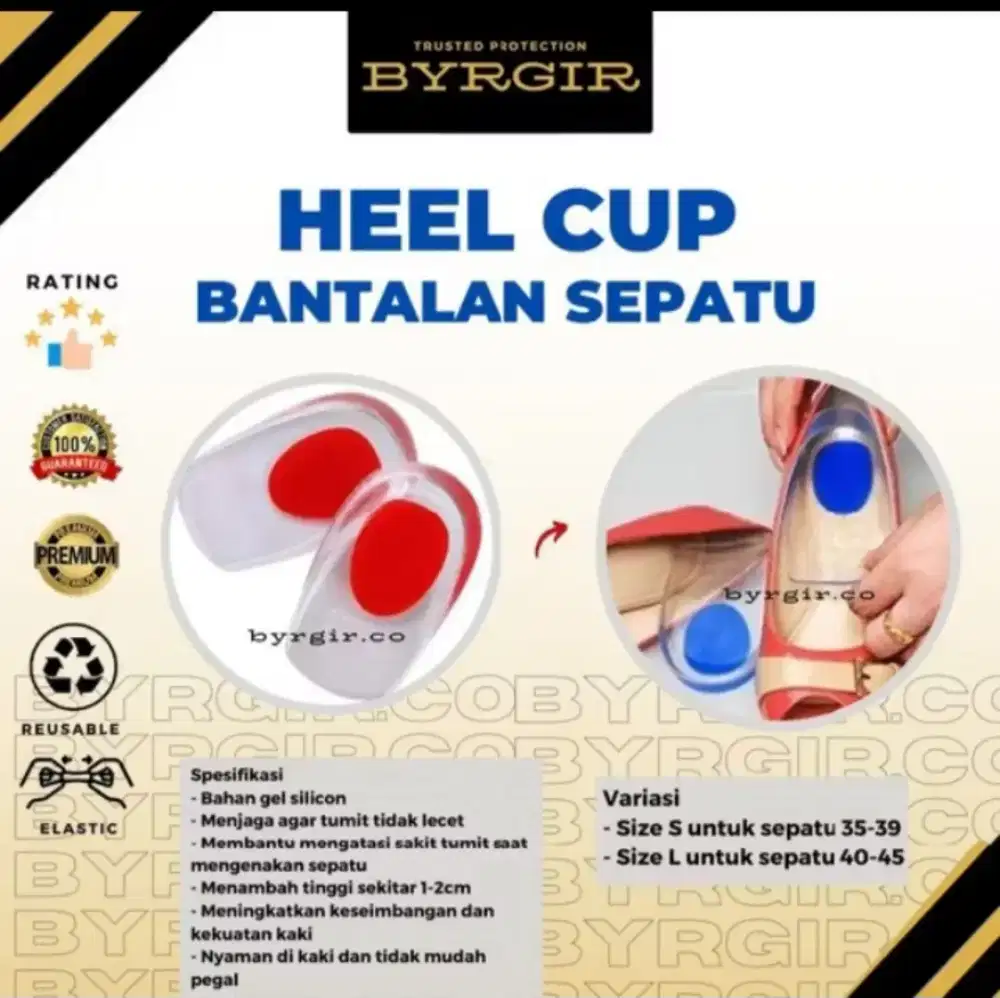 Diskon 70% BYRGIR Comfort Heel Cup Silicone Gel Self Healing Half
