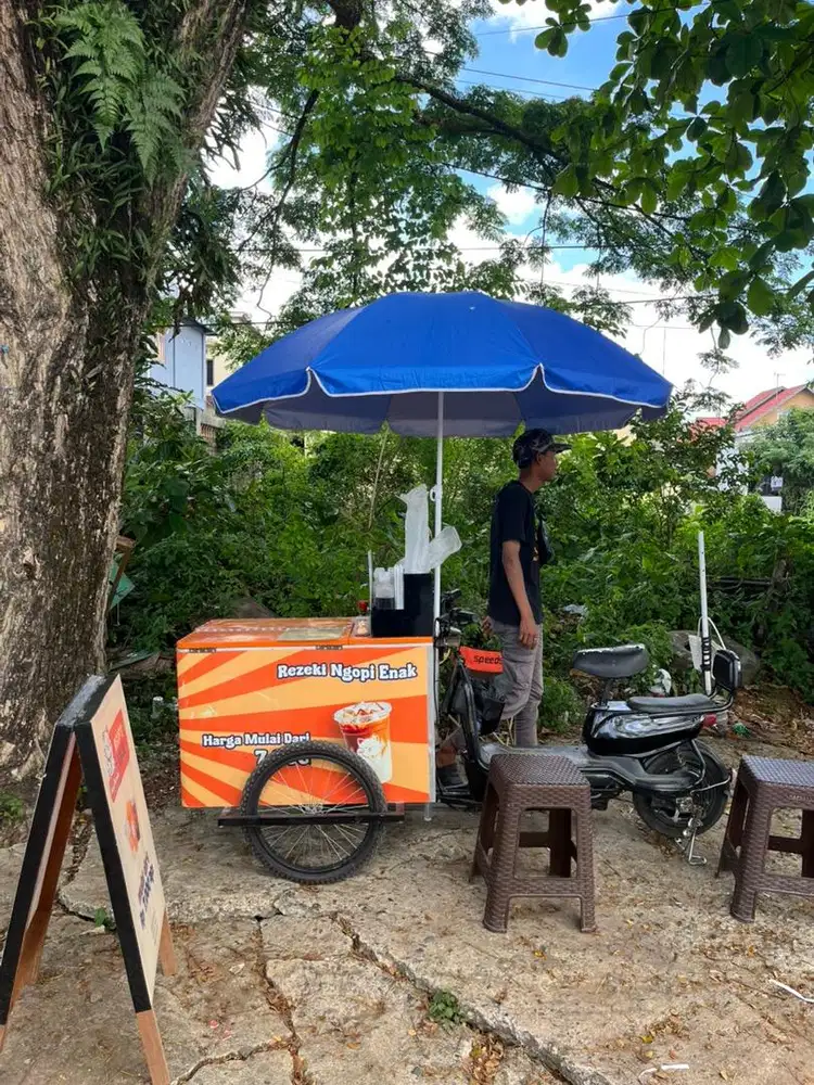 Gerobak Sepeda Listrik bekas jualan Kopi