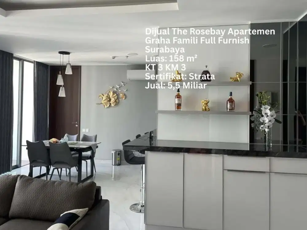 DIJUAL APARTEMEN ROSEBAY GRAHA FAMILY 158M2 DEPAN ROCA SURABAYA BARAT