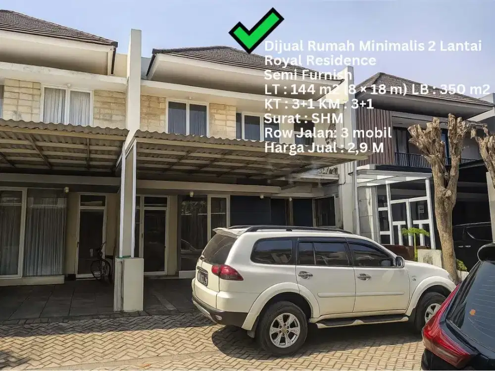 DIJUAL RUMAH MODERN ROYAL RESIDENCE SURABAYA BARAT LT 144 LB 350 2 lantai
