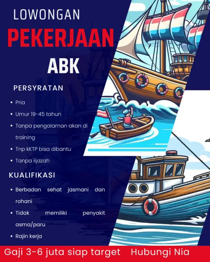 Lowongan ABK kapal (Rajabasa lampung)
