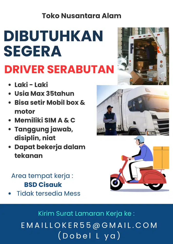 DRIVER KURIR SERABUTAN BSD TANGSEL CISAUK