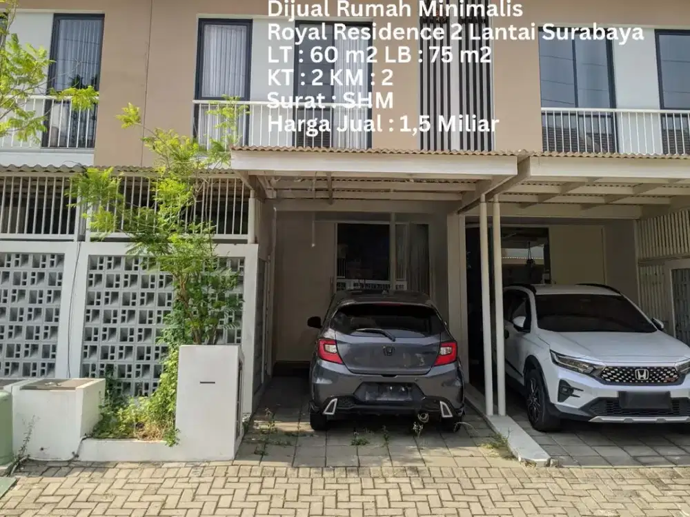DIJUAL RUMAH MINIMALIS ROYAL RESIDENCE LT 60 LB 75 SUDAH RENOV SURABAYA BARAT