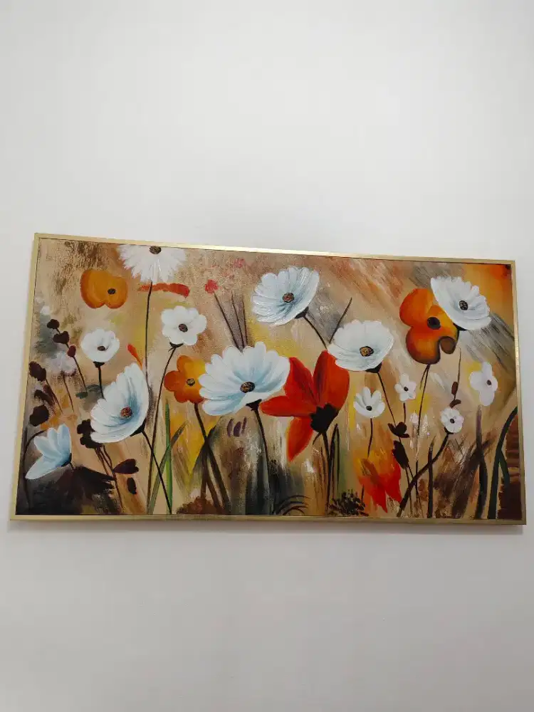 Lukisan tangan mewah, lukisan bunga tekstur timbul