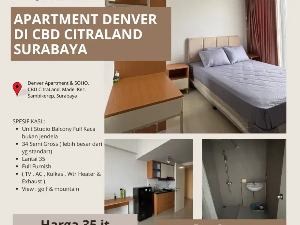 Sewa Apartment Denver di CBD CitraLand Surabaya