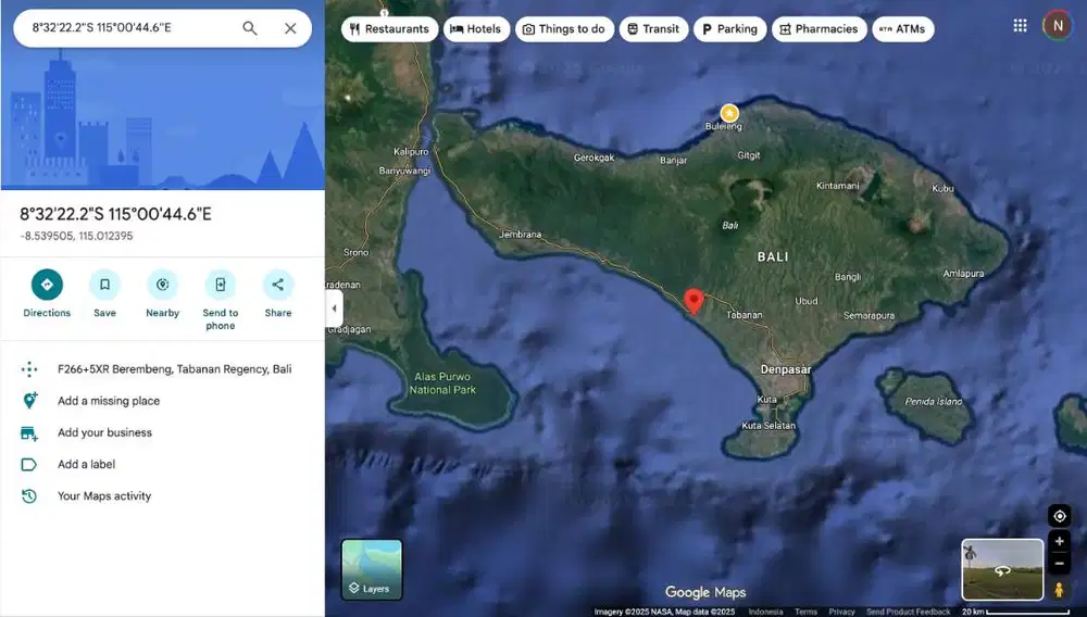 Disewakan Tanah Pinggir Pantai Bebali Tabanan Bali (15 juta/are/tahun)