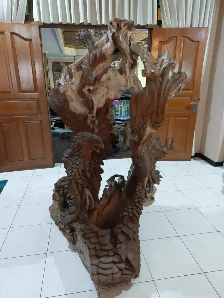 Patung Ukiran Kayu Jati Solid